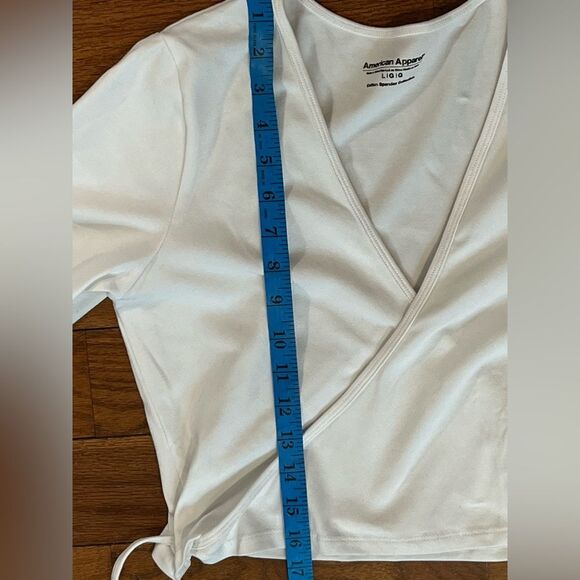 American Apparel Women’s Large White Julliard Long Sleeve Ballet Wrap Top NWT - Picture 5 of 8